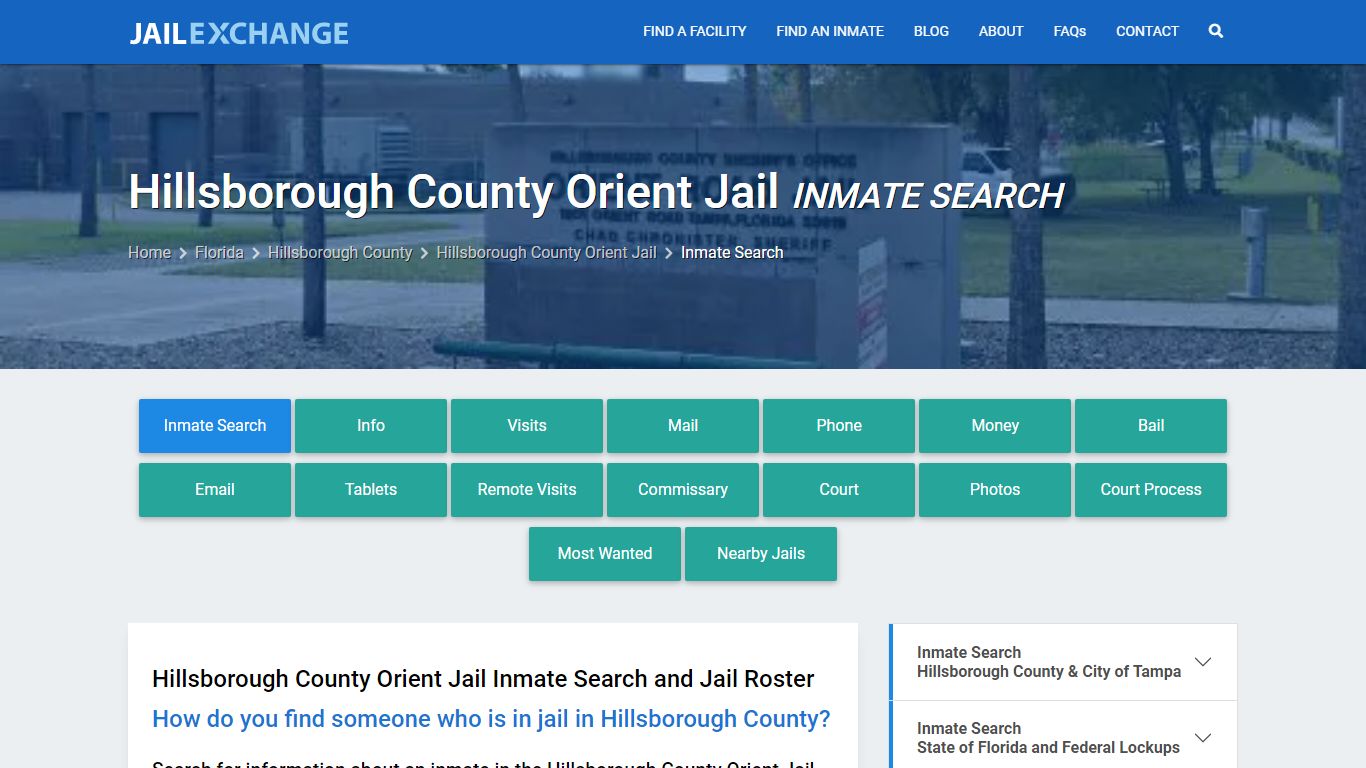 Hillsborough County Orient Jail Inmate Search - Jail Exchange